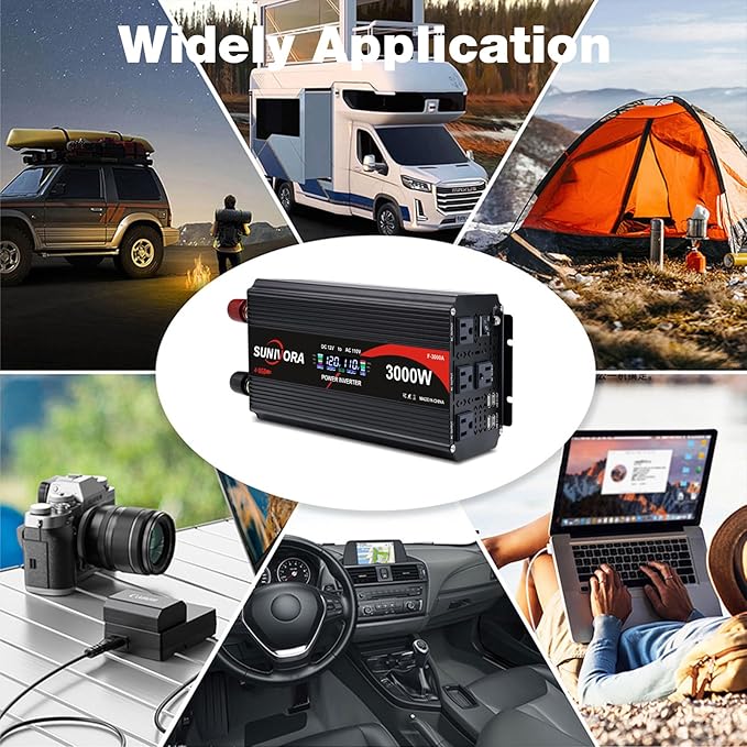 3000 Watt Inverter with LCD & Remote Control 12V DC to 110V/120V AC 60HZ Power Converter