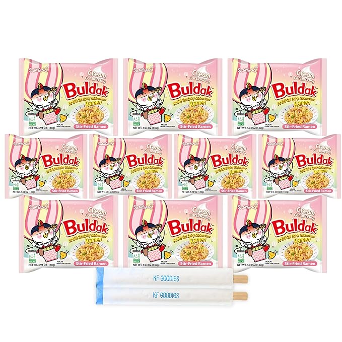 KF GOODIES Korean Ramen Variety Pack Gift Box (10 Count) – Spicy Buldak Noodle Assortment for