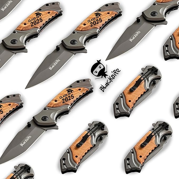 BlacKnife Pocket Knife For Men, Folding Pocket Knife with Wooden Handle and Clip – Stainless Steel