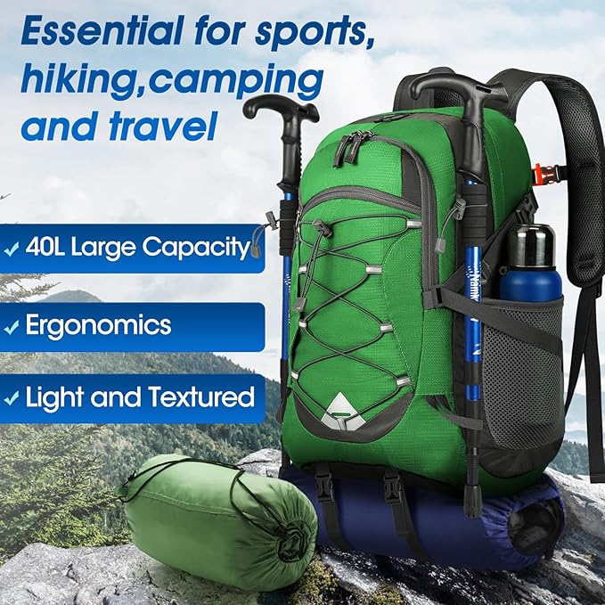 IGOLUMON Hiking Backpack 40L Packable Lightweight Camping Backpack Men Women Waterproof Hiking