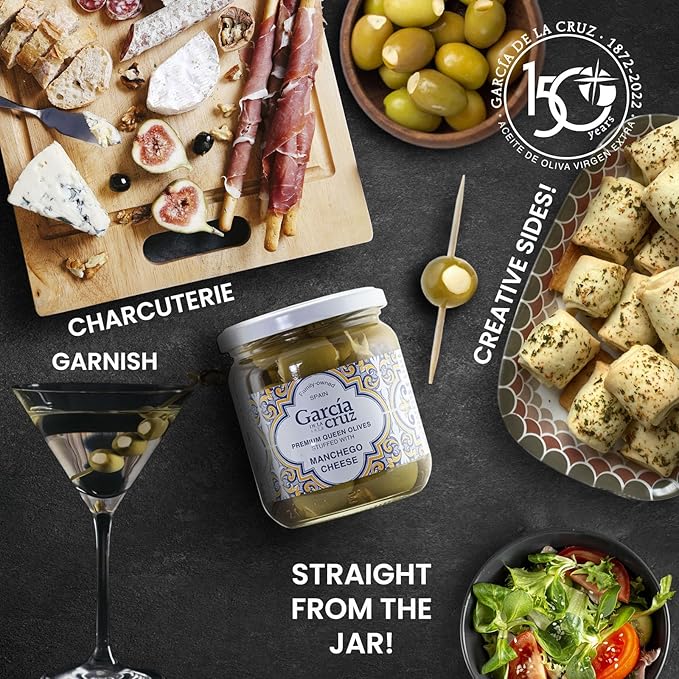 Manchego Cheese Stuffed Olives, Garcia de la Cruz, 14 oz