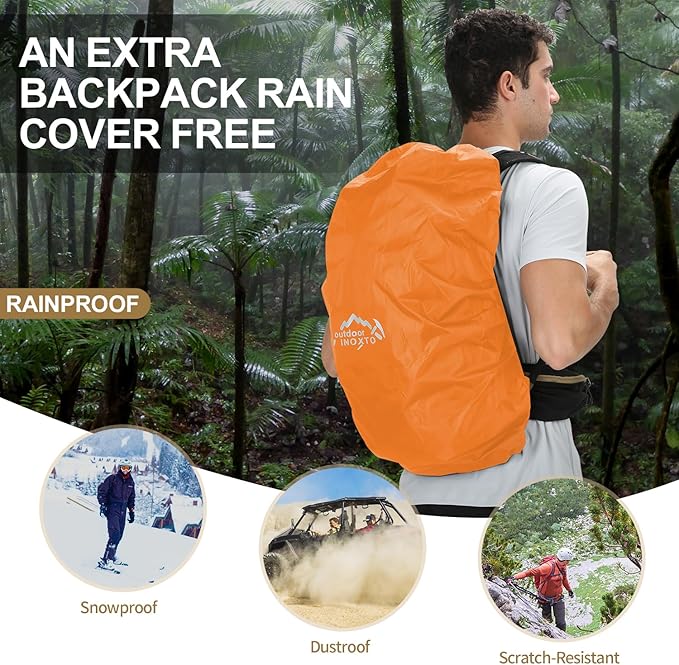 Hiking Backpack, Waterproof Hiking Daypack with 3L Water Bladder and Rain Cover, Lightweight Travel