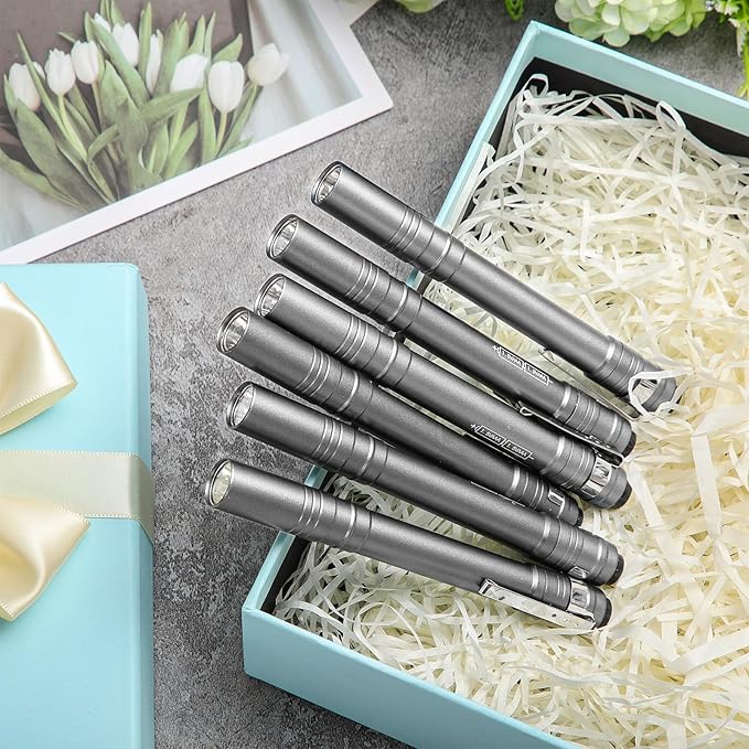 24 Pack Mini Pen Flashlights Bulk LED Pen Lights Aluminum Pocket Flashlights with Clips Small