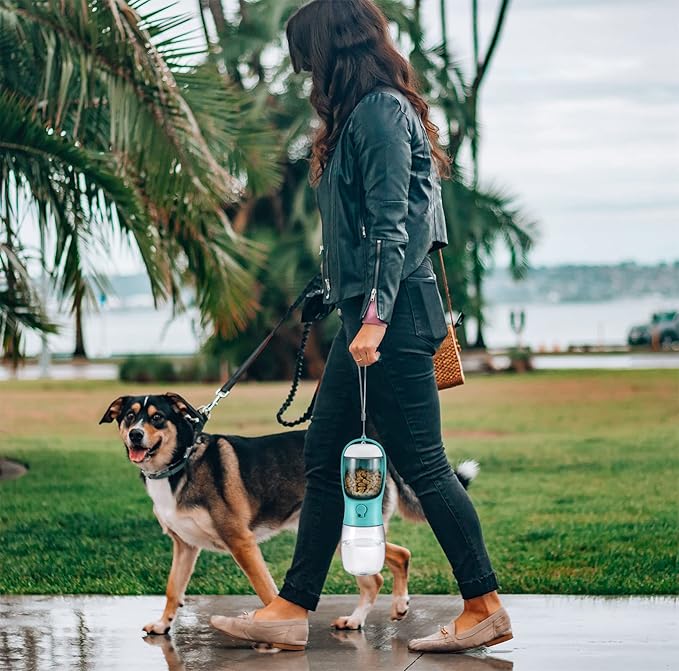 Dog Water Bottle with Food Container, Travel Puppy Water Bowl, Portable Pet Dispenser, Dog Stuff