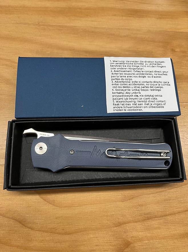 Petrified fish PFB04 Tena Folding Knife, 3.82" D2 Steel Satin Blade G10 Handle Pocket Folding knife