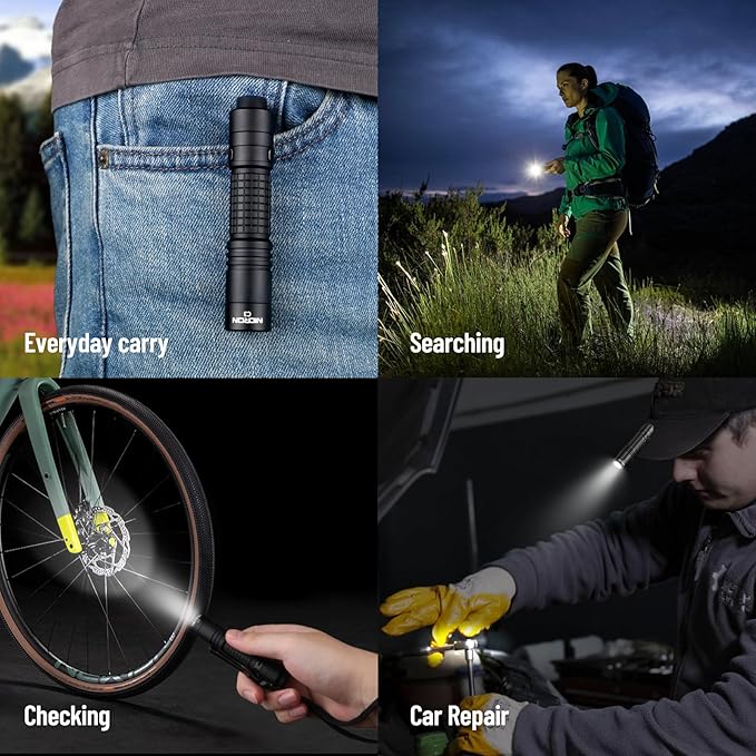 NICRON C3 1000 Lumens EDC Flashlight, Type-C Rechargeable AA Pocket Flashlight Compact High Lumens