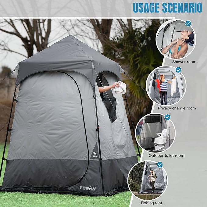 Camping Shower Tent Deluxe Changing Room Easy Set Up Privacy Shelter,Large Toilet Tent with Floor