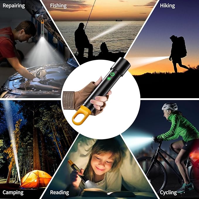 Rechargeable Magnetic Flashlights, LED High Lumens Flashlight Super Bright with 9 Modes, Waterproof