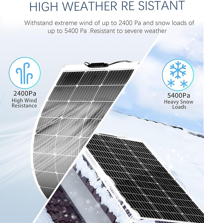 XINPUGUANG Flexible Solar Panel 100W 12V Monocrystalline Solar Kit Hightweight Module, 10A Charge