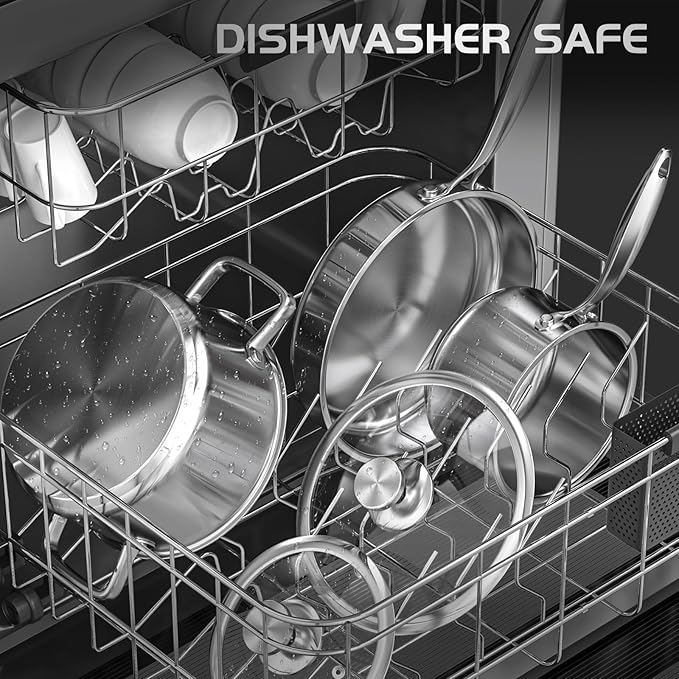 Meythway πππππ Pots and Pans Set Non Toxic, 16PCs Stainless Steel Cookware Set with Steamer