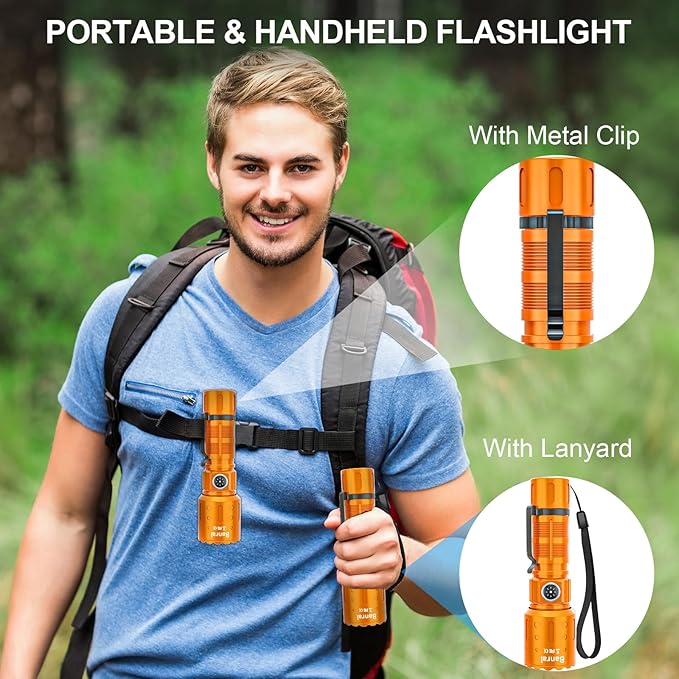Flashlights High Lumens Rechargeable, Super Bright Long Range Small Powerful Flashlight, 6 Modes