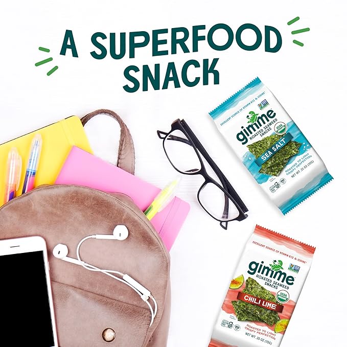 Gimme Seaweed Organic Premium Roasted Seaweed Snacks, Chili Lime, 6 Count, Keto, Vegan