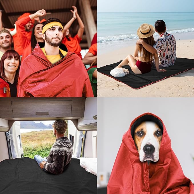 Fleece Waterproof Outdoor Blanket - Windproof Stadium Blanket for Camping, Picnics, and Sports Stay