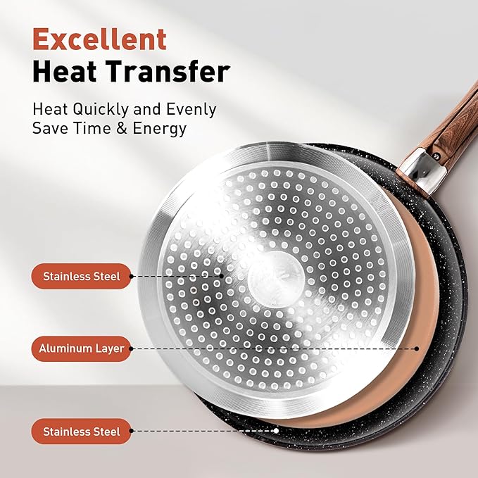 10 Pcs Pots and Pans Set Non Stick, Nonstick Kitchen Cookware Sets Detachable Handle, Induction