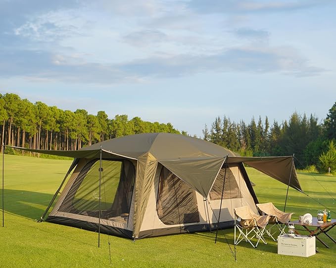 Vidalido 8-10 Person Camping Tent with 3 Door 2 Room Large Family Cabin Tents, Double Layer