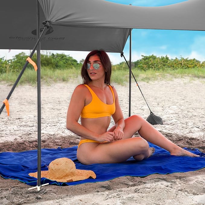 Red Suricata Family Beach Tent & Beach Canopy, UPF50 Sun Beach Shade, Sunshade with 4 Aluminum