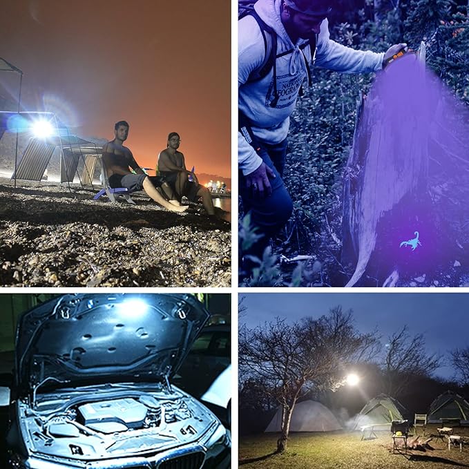 UV Flashlight Camping Light , IODOO 10000mAh 48 LED 395nm UV / 6500K Floodlight 3000LM White Light