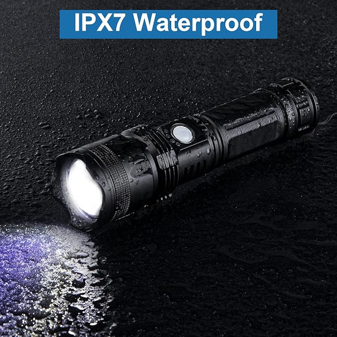 Rechargeable Flashlights 90000 High Lumens - 2 Pack, Super Bright LED Flash Light with 5 Modes, 12
