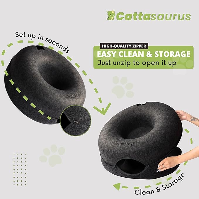 CATTASAURUS Peekaboo Cat Cave for Multiple & Large Cats Up to 30-45 Lbs, Scratch Detachable &