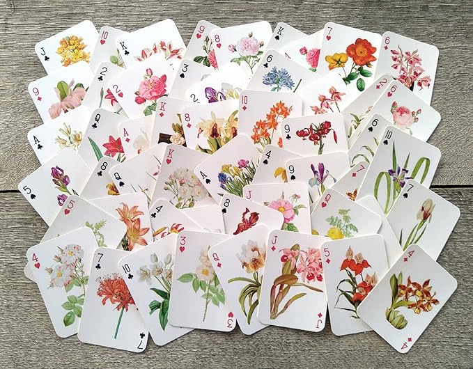 Beautiful Flowers Playing Cards (Poker Deck 54 Cards All Different) Vintage Flowers Botannical