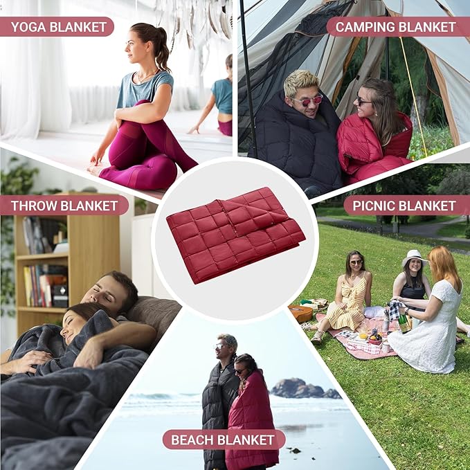 KingCamp Ultralight Camping Blanket, Packable Down Alternative Puffy Wearable Blankets Weatherproof
