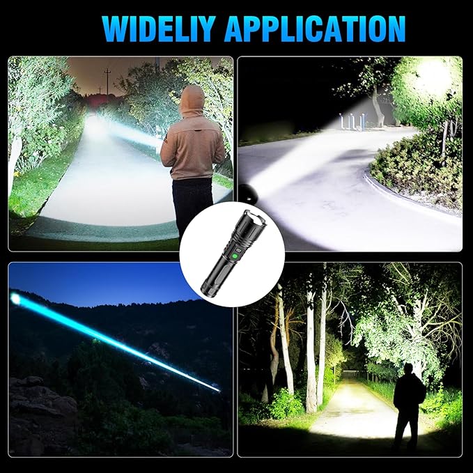 Hoxida Flashlights High Lumens Rechargeable - 2000 Lumens Long Beam Super Bright LED Flash Light