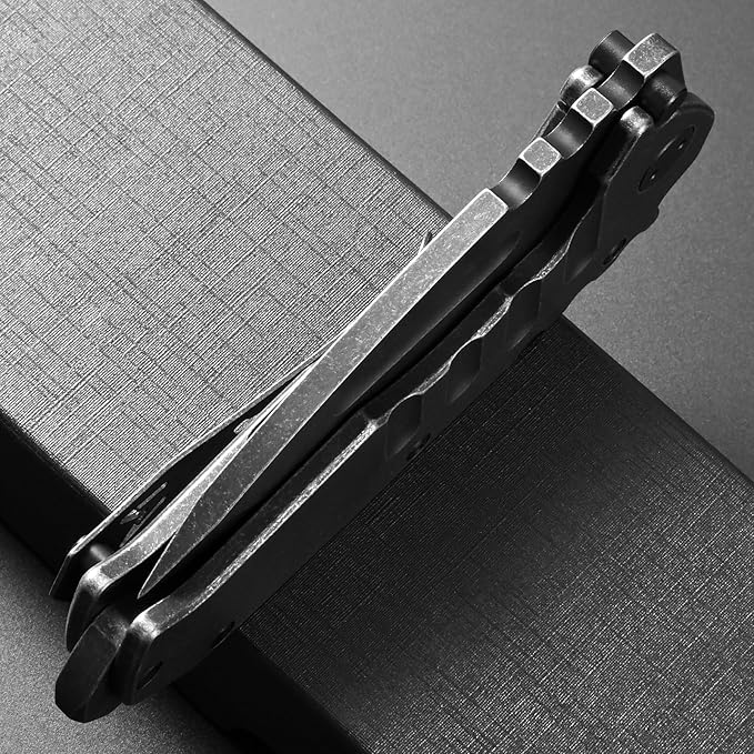 Ccanku C1137 Folding Knife, D2 Steel Blade Steel Handle EDC Tool Knife for Outdoor Camping Hiking