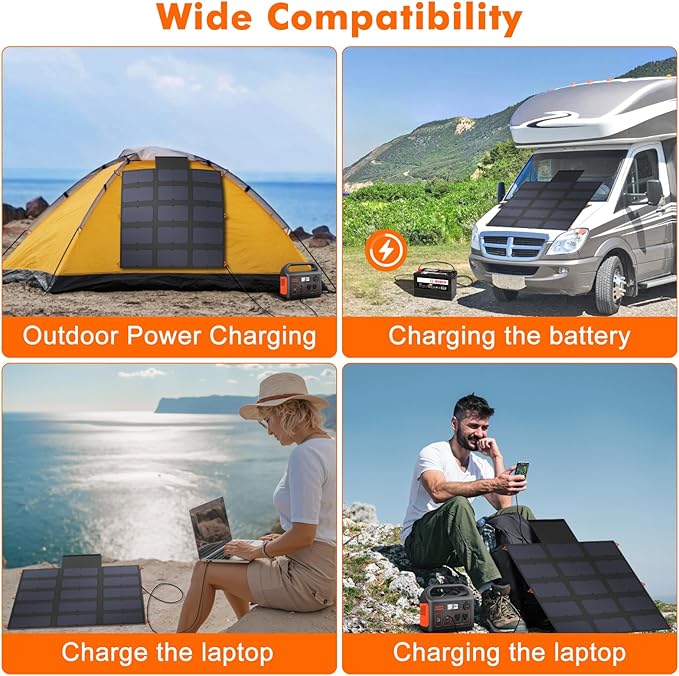 100W Portable Foldable Solar Panel 20V Portable Solar Charger with QC3.0 USB-A & Type-C Output IP68