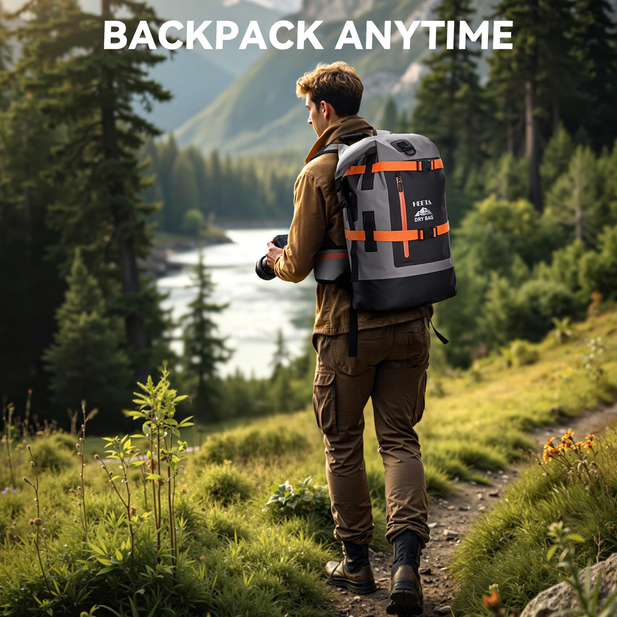 HEETA Dry Bags Waterproof Backpack 40L for Men & Women, Roll Top Heavy Duty