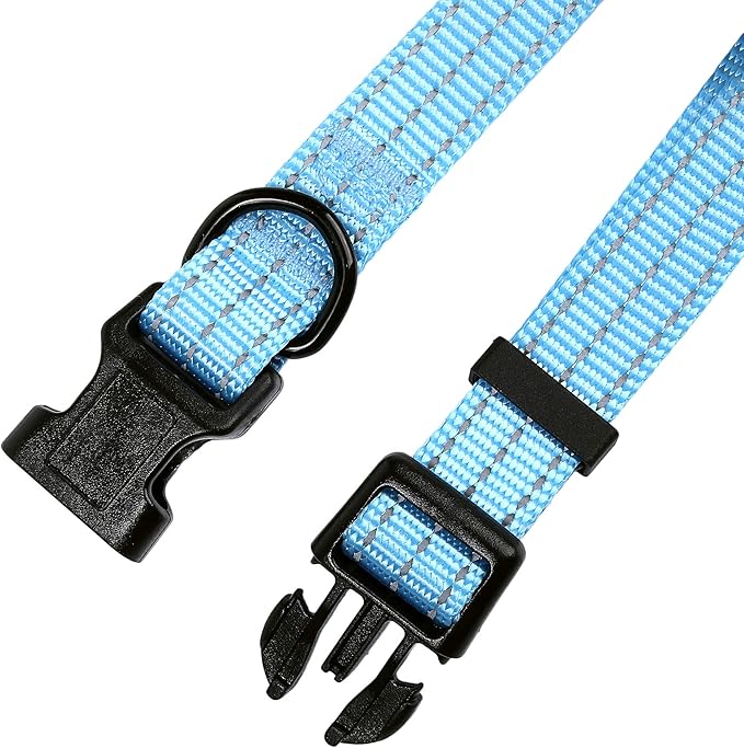 Mile High Life Dog Collar | Nylon Reflective Dog Collars | Light Weight Puppy Collars | Blue Dog