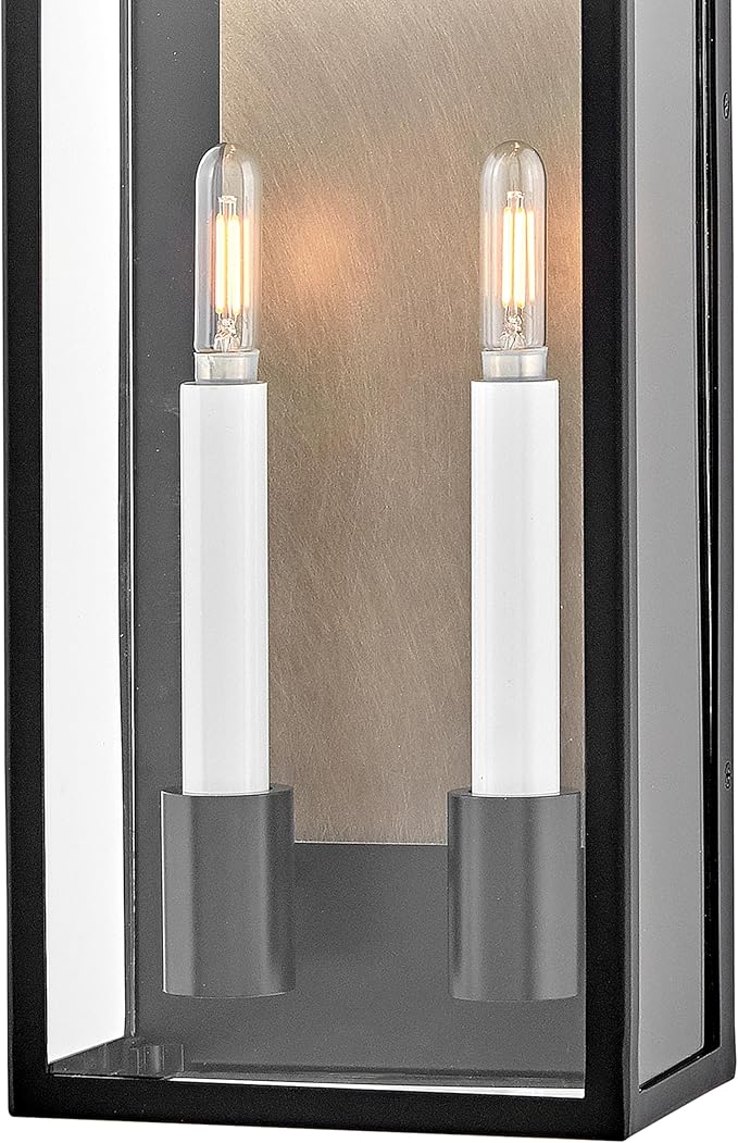 Hinkley Campbell Two Light Medium Outdoor Wall Mount Lantern - Wet Rated, Aluminum - Black Finish