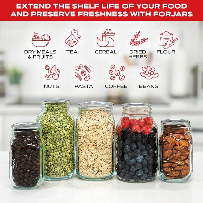 FORJARS Jar Vacuum Sealer Accessory Set for Mason Jars - Compatible with Regular and Wide Mouths