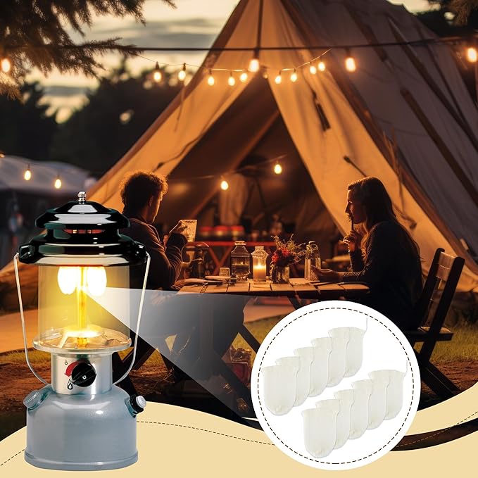 11 Pcs Propane Lantern Mantles with Glass Replacement Globe, Standard Lantern Replacement Parts U