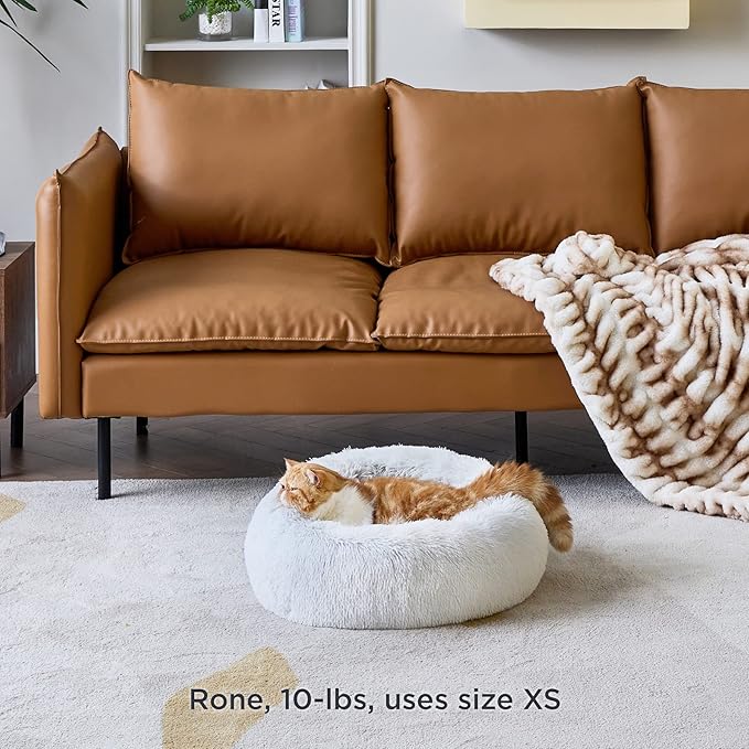 Bedsure Calming Cat Beds for Indoor Cats - Small Cat Bed Washable 20 inches, Anti-Slip Round Fluffy