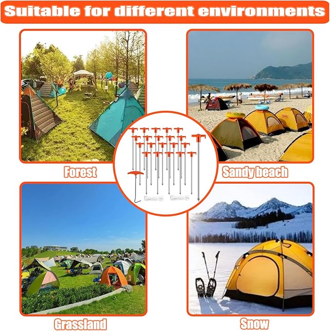 smillixin 23 Pack Tent Stakes Heavy Duty,10 Inch Non-Rust Metal Tent Pegs Camping Stakes,Ground