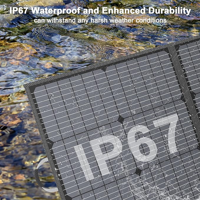 220W Portable Solar Panel, IP67 Waterproof Foldable 20V Solar Charger, High 23.5% Efficiency for