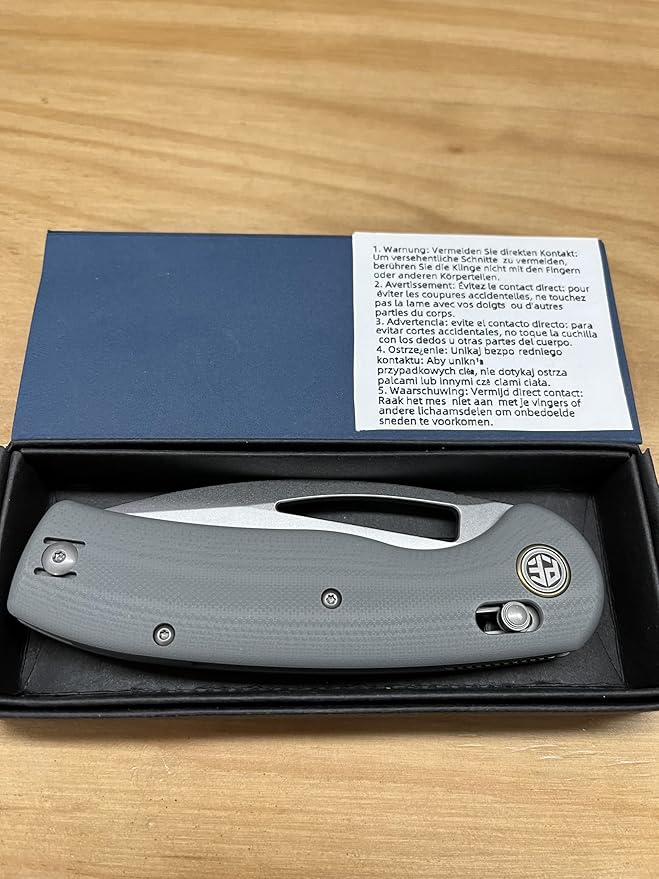 Petrified fish PFP13 Viper Folding Knife,3.5" K110 Steel Stonewashed Blade G10 Handle Pocket Knife