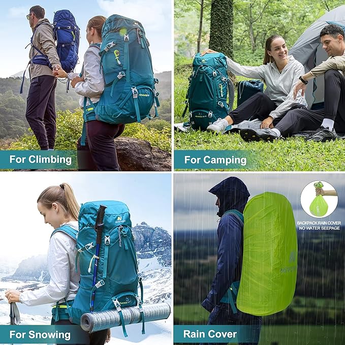 N NEVO RHINO Internal Frame Hiking Backpack 50/60/65/70/80L, Mountain Climbing Camping Backpack