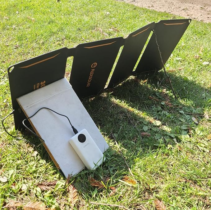 FlexSolar 30W Portable Solar Charger, ETFE Foldable Panel with QC3.0 18W USB-A/USB-C & IP67