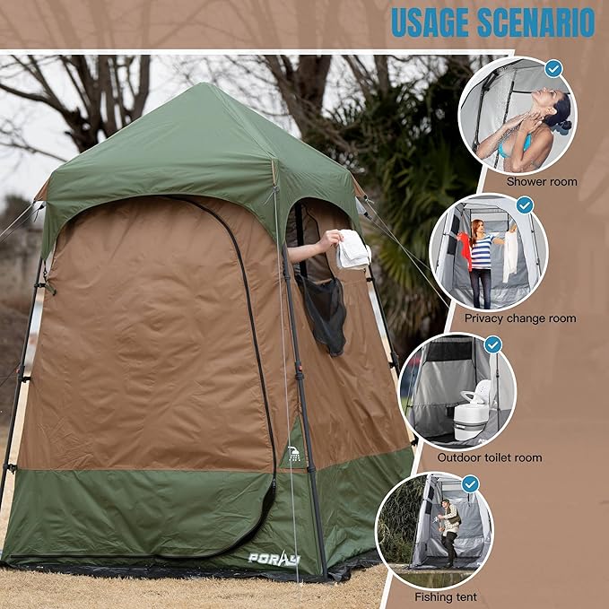Camping Shower Tent Deluxe Changing Room Easy Set Up Privacy Shelter,Large Toilet Tent with Floor