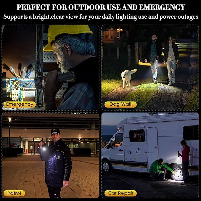 Super Bright Rechargeable Flashlights 2400.000 High Lumen, Powerful LED Flashlight, IPX7 Waterproof