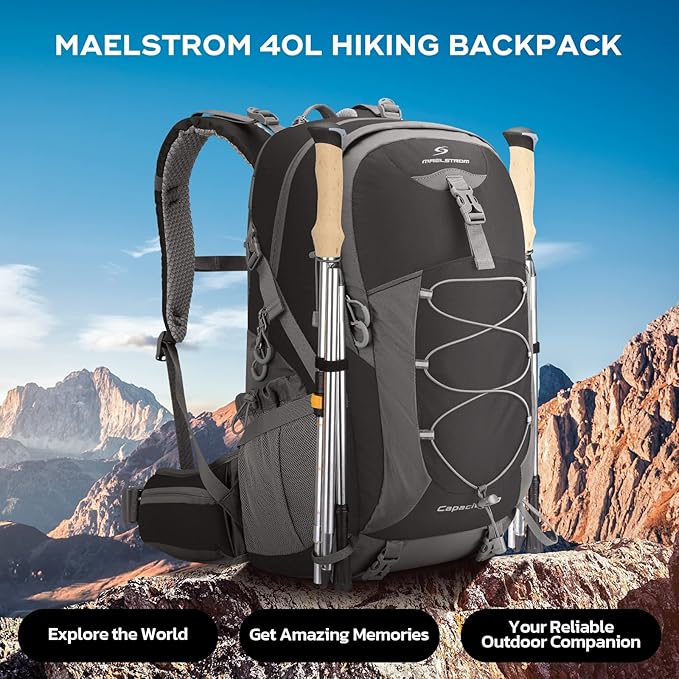 Maelstrom Hiking Backpack,Camping Backpack,40L Waterproof Hiking Daypack with Rain
