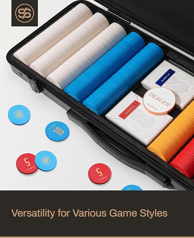 SLOWPLAY Godel Ceramic Poker Chips in Bulk, Casino Grade Ceramic 10-Gram Poker Chip for Texas