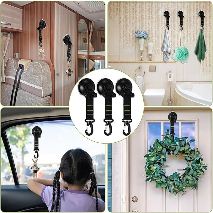 Maitys Heavy Duty Suction Cups with Hooks Tie Down Strong Suction Cup Anchor Car Camping