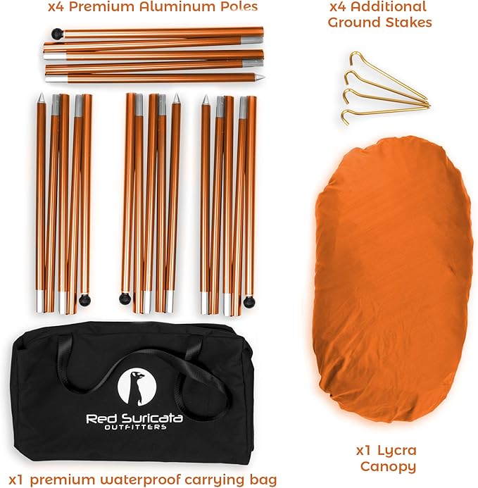 Red Suricata Family Beach Tent & Canopy, UPF50 Sun Shade, 4 Aluminum Poles, Sand Shovel, Medium