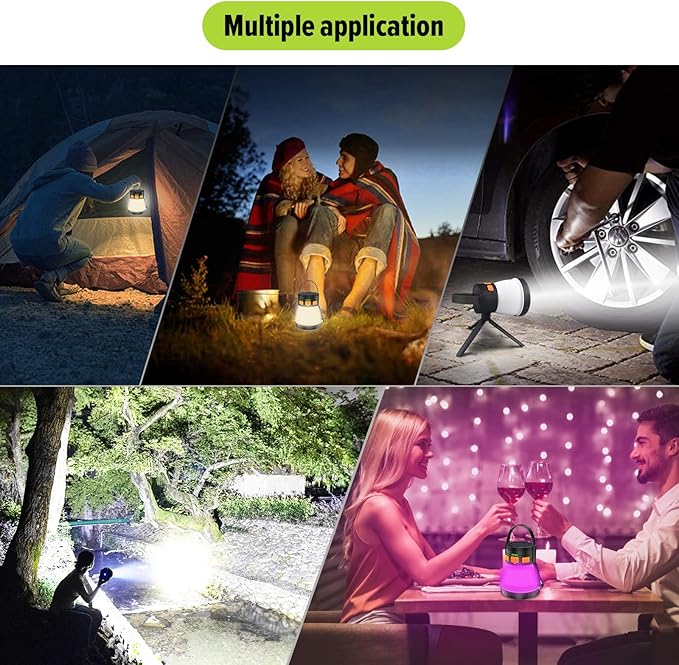 LED Camping Lantern, 1500 Lumens Camping Lantern Rechargeable with Solar Panel Charging