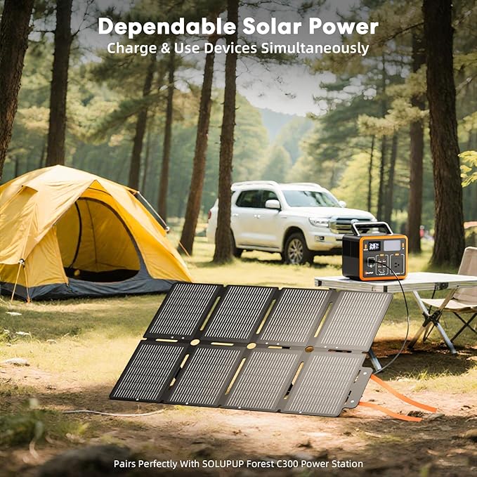 100W Portable Foldable Folding Solar Panels, IP67 Waterproof for Camping, Outdoor Power Supply