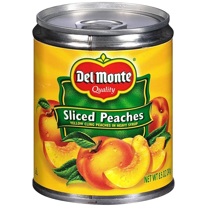 Del Monte Sliced Yellow Cling Canned Peaches in Heavy Syrup, 8.5 oz Can (Pack of 12 Cans)