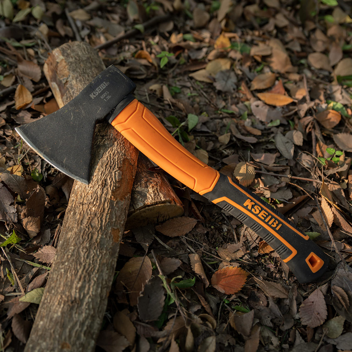 KSEIBI Wood Axe, Small Outdoor Camp Hatchet for Splitting and Kindling Wood, Forged Steel Blade