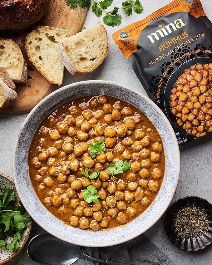 Mina Moroccan Chickpeas, Ready to Eat, Chickpeas High In Plant Based Protein, Vegan, Non-GMO
